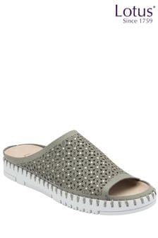 Lotus Grey Flat Mule Sandals (N23165) | $72