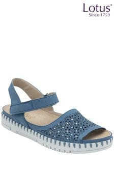 Lotus Blue Peep-Toe Flat Sandals (N23205) | AED250