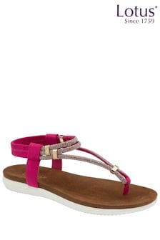 Pink - Lotus Flat Toe-post Sandals (N23210) | kr820
