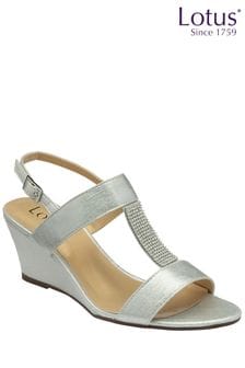 Lotus Silver Slingback Wedge Sandals (N23230) | kr1 190