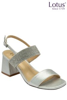Lotus Silver Open-Toe Block-Heel Sandals (N23235) | AED388