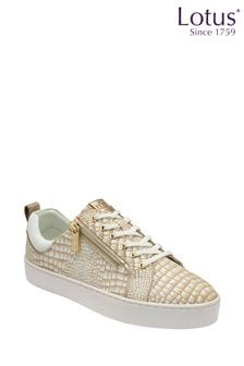 Lotus Gold Leather Zip-Up Trainers (N23274) | €93