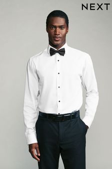 White Textured/Black Bow Tie - גזרה רגילה - Single Cuff Shirt And Bow Tie Pack (N23305) | ‏117‏₪