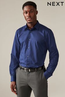 Sapphire Blue Regular Fit Easy Care Textured Single Cuff Shirt (N23316) | HK$224