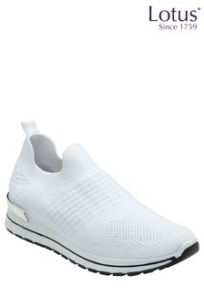 Lotus White Slip-On Casual Trainers (N23410) | €58