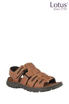 Lotus Light Brown Leather Open-Toe Sandals (N23427) | $86