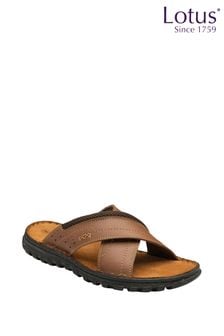 Lotus Brown Leather Mule Sandals (N23434) | Kč1,985