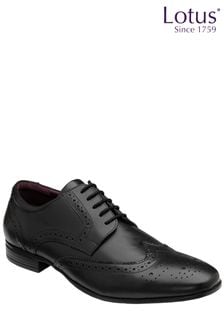 Lotus Jet Black Leather Lace-Up Brogues (N23435) | $76