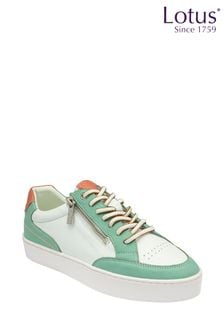 Lotus Green Leather Zip-Up Trainers (N23450) | $111