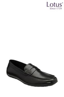 Lotus Black Leather Loafers (N23454) | AED333