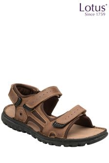 Lotus Brown Leather Open-Toe Sandals (N23461) | OMR26