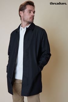 Threadbare Black Showerproof Longline Collared Jacket (N23550) | kr649