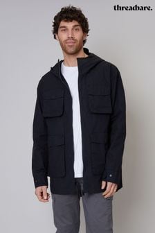Threadbare Black Longline Hooded Utility Detail Field Jacket (N23556) | kr519