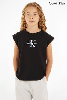 Schwarz - Calvin Klein Jerseyoberteil mit Monologo (N23793) | 36 €