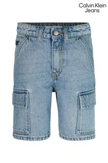 Calvin Klein Jeans Blue Cargo Mid Denim Shorts
