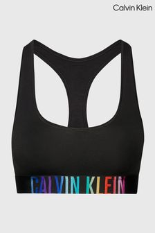 Calvin Klein Black Chrome Slogan Bralette (N24051) | AED194