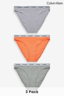 Calvin Klein Orange Slogan Bikini Knickers 3 Pack (N24093) | €53