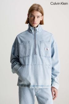 Calvin Klein Blue Denim Quarter Zip Pullover Jacket (N24165) | kr2,337