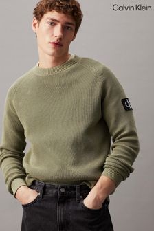 Calvin Klein Green Washed Badge Sweater (N24174) | kr1,298