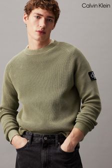 Calvin Klein Green Washed Badge Sweater