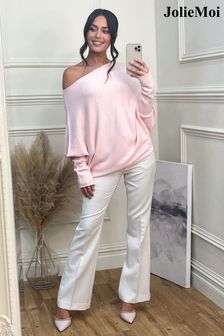Jolie Moi Pink Oversize Asymmetric Knitted Jumper (N24340) | AED125