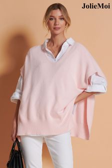 Jolie Moi Pink Button Side Knitted Tabard Jumper (N24368) | 193 QAR