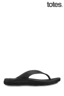 Totes Black Bounce Toe Post Mens Sandals (N24377) | Kč795