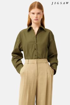 Jigsaw Green Cotton Poplin Shirt (N24410) | ₪ 553