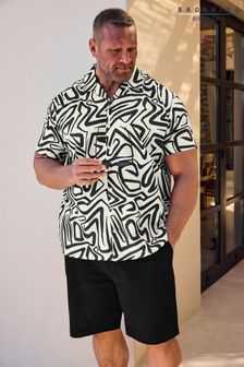Biały - Badrhino Big & Tall Abstract Print Short Sleeve Shirt (N24434) | 190 zł