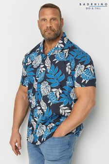 BadRhino Big & Tall Navy Blue Leaf Print Shirt (N24446) | 1,717 UAH