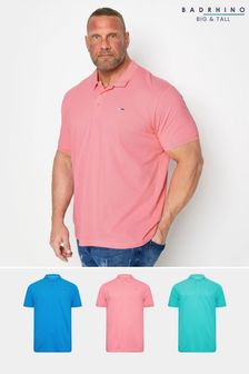 BadRhino Big & Tall Blue/Pink/Teal 3 Pack Polo Shirts (N24453) | 223 QAR