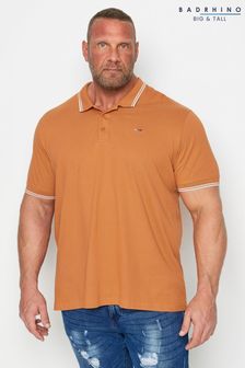 برتقالي مائل للبني - قميص بولو بحافة مقاس كبير وطويل من Badrhino (N24460) | 94 ر.ق