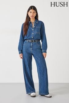 Hush Blue Evelyn Denim Relaxed Jumpsuit (N24502) | AED715