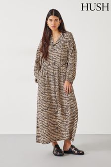 Hush Grey Camila Printed Midi Dress (N24522) | 759 SAR