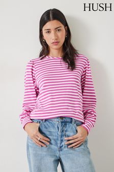 Hush Pink Stripe Emily Puff Sleeve Sweatshirt (N24559) | OMR23