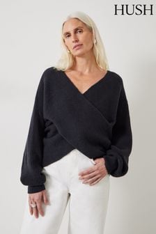 Pleten pulover s prekrižanim sprednjim delom Hush Bronte (N24562) | €101