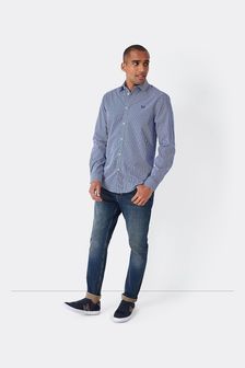Crew Clothing Company Blue Stripe Cotton Classic Shirt (N24634) | ₪ 287
