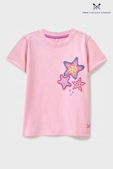 Crew Clothing Company Pink Star Print Cotton Classic T-Shirt