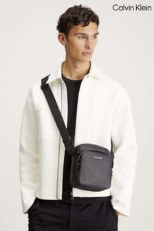 Calvin Klein Black Logo Messenger Bag (N24852) | $165