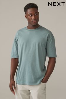 Green Relaxed Fit Essential 100% Cotton Crew Neck T-Shirt (N24904) | $14