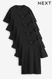 Black Relaxed Fit 100% Cotton Relaxed T-Shirts 5 Pack (N24909) | $66