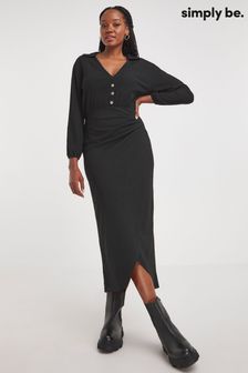 Simply Be Black Treebark Wrap Midi Dress (N25087) | €50