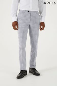 Skopes Brook Silver Grey Check Tailored Fit Suit Trousers (N25197) | $111