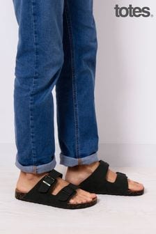 Totes Black Mens Double Buckle Sandals (N25235) | Kč990
