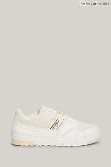 Tommy Hilfiger Cream Suede Stripes Low Top Sneakers (N25261) | 643 QAR