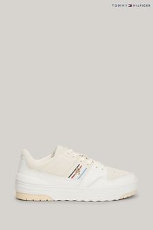 Tommy Hilfiger Cream Suede Stripes Low Top Sneakers