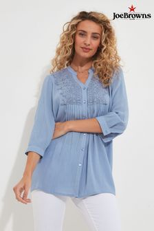 Joe Browns Blue Floaty Pintuck Lace Blouse (N25291) | AED238
