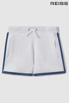 Reiss White Heddon Teen Knitted Drawstring Shorts (N25300) | $67