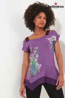 Joe Browns Purple Peacock Graphic Jersey Top (N25338) | €72