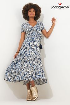 Joe Browns Blue Fern Print Crinkle Midi Dress (N25363) | 272 QAR